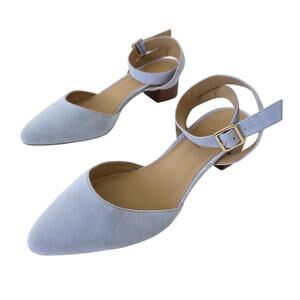 Talbots Suede Ankle Strap Block Heel Pumps Light Blue Women Size 9.5M